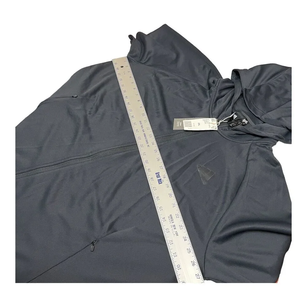 Adidas Hoodie Men 2XL Orange Full-Zip DH9071 Grey Activewear Running Outdoors - Picture 5 of 14